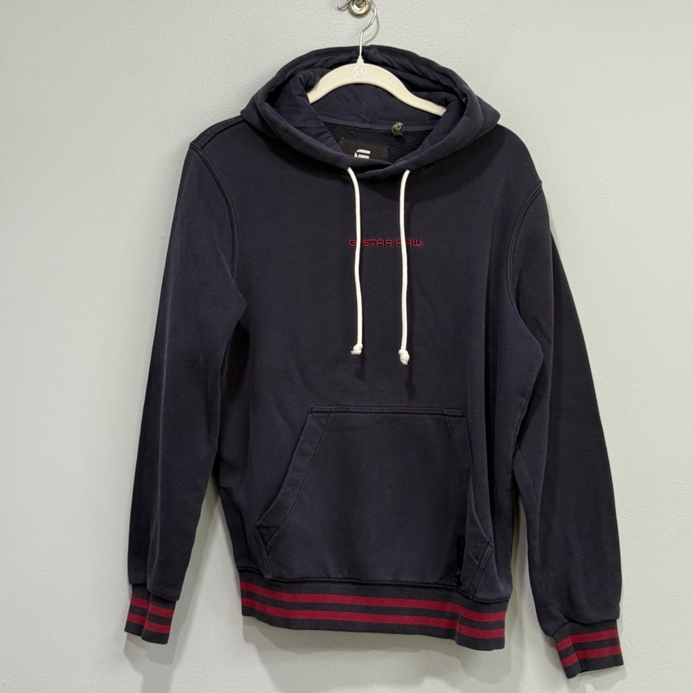 G-Star Raw Mens Navy Swando-S HDD SW L\S Striped Pullover Hoodie L
